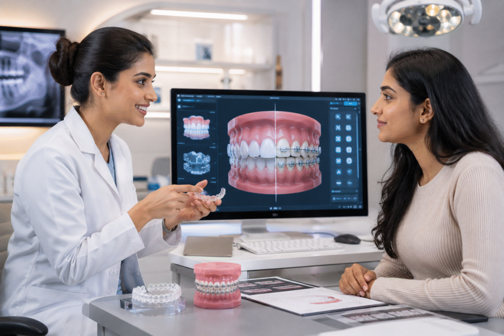 Dental consultation with aligners